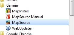 Apri Garmin Mapsource