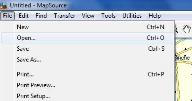 Apri un file gpx in Garmin Mapsource